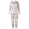 Amazon transfronterizo Explosiones Otoño e Invierno Estampado Tie-dye para Mujer Europeo y Americano Manga Larga Cuello Redondo Traje Casual para Casa de Mujer