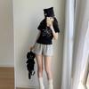 Shorts Versátiles de Gato para Mujer Verano Ins Tendencia Estilo Coreano Sueltos Casuales Pierna Ancha Cintura Elástica Estudiantes