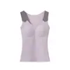 Regata Térmica para Meninas 8899 Estilo Inverno com Alça de Ombro Color Block Canelada com Bojo Peça Íntima Camisole Sem Costura para Meninas