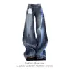 Jeans de Cintura Alta Estilo Americano para Mujer, Nuevo Diseño Tallas Plus para Figuras Curvilíneas, Pantalones Anchos Retro Vintage Lavados Adelgazantes