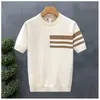 2025 Nova Tendência de Verão Versátil Gola Redonda Malha Manga Curta Color Blocking Fina Camiseta Camada Base Masculina Top Tendência