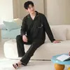 Pijama 100% Algodón para Hombre, Nuevo Otoño, Cardigan de Manga Larga y Pantalón Largo con Cuello de Solapa, Conjunto de Dos Piezas para Casa