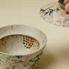 Tetera de Cerámica de Alta Gama Pintada a Mano con Rama de Primavera y Esmalte Caramelo Rojo, Adecuada para Uso Doméstico