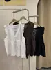 Blusa Feminina de Verão Transpassada Bordada Sem Mangas com Bordado Vazado Blusa Sem Mangas com Bordado Vazado