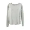 Camiseta de Tencel Estilo Perezoso Ligeramente Transparente de un Hombro Manga Larga Camisa Protectora del Sol Nueva de Verano Holgada Adelgazante Top Casual para Mujer
