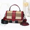 Bolsa Quadrada Pequena Simples Bolsa Feminina de Couro Genuíno Nova Tendência Versátil Cor Contrastante Bolsa Transversal Casual Fashionável Portátil Bolsa de Ombro 8357