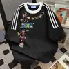 Camiseta de Manga Curta Estampada Estilo Americano Slim Shin-new Masculina Verão 2025 Algodão com Costura Três Barras