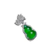 Colgante de Calcedonia Natural Mariposa Calabaza Rosa para Mujer, Lujo Ligero Estilo Chino Cobre Plateado Ágata Verde Alto Hielo Colgante Transmisión en Vivo