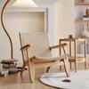 Sillón japonés de madera maciza con tejido de cuerda, para sala de estar, balcón, con respaldo perezoso, sofá individual sencillo, reclinable de ratán.