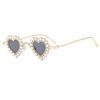 Óculos de Sol Novos Estilo Coração Cravejados de Diamante para Mulheres, Óculos Versáteis de Alta Qualidade Estilo Coreano, Óculos de Sol Tendência de Luxo para Fotos Transfronteiriços
