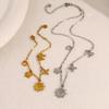 Comercio Exterior Pulsera de Mujer con Colgante Hueco Estilo Europeo y Americano, Versátil Sin Desvanecimiento Incrustada de Diamantes Juego de Joyería de Girasol al por Mayor