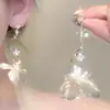 Brincos de Argola com Franjas Levemente Luxuosos e de Alta Qualidade para Mulheres Sem Furos na Orelha, Brincos Únicos e Deslumbrantes, Brincos Longos Super Bonitos para Outono e Inverno