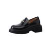 Mocasines de suela gruesa para mujer con piernas largas y versátil estilo preppy