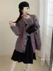 Suéter Cardigan de Tricô Grosso Estilo Coreano Preguiçoso Outono 2026 Novo para Mulheres, Casaco Solto de Manga Longa, Tricô Vintage