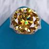 Anillo Dorado Agresivo para Hombre Buscando Dinero Huang Noble Huang Mosang Ocho Corazones Ocho Flechas Maestro Cortador Piedra Plata de 10 Quilates
