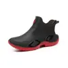 Botas de lluvia cálidas para pareja de tubo corto que combinan con todo para damas, para las cuatro estaciones, botas de lluvia antideslizantes para pesca, trabajo, comida para llevar, zapatos impermeables