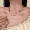 Collar de Corazón Rojo "Corazón Brillante" de Doble Capa para Mujer, Estilo Princesa, Lujo Ligero, Sensación de Alta Gama, Cadena para Clavícula de Verano