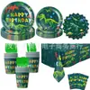 Platos Desechables de Papel, Vasos de Papel, Manteles y Decoraciones Temáticas de Esqueleto de Fósil de Dinosaurio Nuevos Transfronterizos para Fiesta de Cumpleaños Infantil