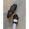 Zapatos planos retro de hebilla de una línea de boca baja para mujer 2025 Nueva primavera y otoño Mary Jane Zapatos pequeños de cuero
