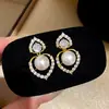 Pendientes de Plata con Baño de Oro Real de 18K, Púa de Plata, Colgante de Corazón con Circonita, Pendientes de Botón, Temperamento Elegante, Joyería para Orejas de Lujo Ligero, Acabado de Alta Gama, para Mujer