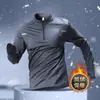 Camiseta de Manga Larga Suelta con Cremallera y Estampado para Hombre, Nueva para Otoño e Invierno, Deportiva y Casual, para Correr y Gimnasio, Transfronteriza