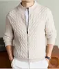 Cárdigan de punto con cremallera y cuello medio alto de peso pesado 570g, chaqueta suéter gruesa de moda y tendencia, cálido y adecuado para revender