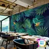 Papel de Parede de Planta Tropical da Floresta Tropical do Sudeste Asiático Fresco Nórdico Folha de Bananeira Mural de Parede de Fundo para Restaurante Café Sala de Estar