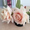Rosa de simulación de alta gama, rama de flor de franela de dos cabezas, flor falsa, decoración del hogar, fotografía de boda, rosa de mano