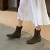 Botas Adelgazantes Estilo Coreano para Mujer Punta Redonda Elásticas en el Tobillo 2026 Tendencia de Moda Otoño Invierno Nuevas Botas Planas de Poner para Adelgazar