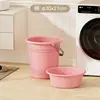 Juego de Cubo de Agua para el Hogar, Lavabo, Cucharón de Agua, Cubo de Plástico Engrosado, Gran Capacidad, Uso Doméstico, Set de Tres Piezas para Baño en Dormitorio de Estudiantes