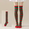 Calcetines Rayados Transfronterizos Medias para Mujer Halloween Navidad Carnaval Fiesta Actuación Danza Calcetines Japoneses Hasta la Rodilla