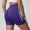 Pantalones cortos de entrenamiento de yoga de tres cuartos de alta elasticidad, control de abdomen, color sólido y bloques de color, transfronterizos europeos y americanos, para ciclismo al aire libre, pantalones cortos de melocotón