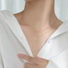 Collar de plata S925 para mujer, estilo coreano, elegante y fresco, con anillo de diamantes incrustados, cadena de clavícula de doble capa D7771