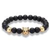 Pulsera de moda con cabeza de lobo de circonita y dije de comercio exterior de eBay y AliExpress, joyería con piedra esmerilada y línea elástica.