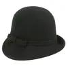 Rongmei 2026 Nuevo Sombrero Clásico Hepburn Transfronterizo con Ala Curva, Sombrero de Mezcla de Seda y Lana, Elegante Sombrero de Estilo Francés