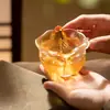 Taza de Té Kung Fu de Vidrio Transparente Lisa Hecha en Fábrica para Uso Doméstico, Taza Maestra de Vidrio Tradicional, Taza de Degustación Hecha a Mano, Taza de Té Individual