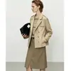 Elegante gabardina de doble botonadura para mujer, nuevo estilo otoño 2026, muy elegante y versátil para figuras petite.