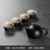 Juego de Té Kung Fu Tetera Una Olla Cuatro Tazas Simple para Recepción en Casa Juego Pequeño Cerámica Portátil Almacenamiento Juego de Té