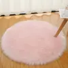 Alfombra Redonda Blanca de Pelo Largo Felpudo para Sala de Estar Alfombra para Mesita de Noche de Dormitorio Alfombra para Escritorio con Silla de Computadora Manta de Lana