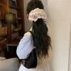 Anel de cabelo de malha de tecido com renda para intestino grosso, acessório de cabelo francês elegante e sofisticado para mulheres