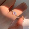 Anel Deslizante Pedra da Lua Iridescente para Mulheres, Fashionável e Estiloso, Tendência Ins Nicho Empilhável Doce Cool para Dedo Indicador