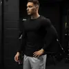 Camiseta de Manga Larga para Primavera y Otoño para Hombre con Cuello Redondo Ropa Deportiva para Correr Fitness Elástica Entrenamiento Muscular Camiseta Básica Casual