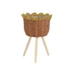 Estante para Plantas y Flores de Ratán de Pie para Sala de Estar de Madera Maciza Cesta de Flores Tejida para Balcón Estante de Almacenamiento para Plantas Verdes Transfronterizo