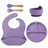 Plato de Cena de Silicona para Niños, Plato de Cena de Silicona para Complemento Alimenticio, Ventosa Reforzada, Plato Dividido de Silicona para Mesa, Plato de Cena para Complemento Alimenticio de Bebé