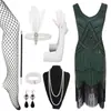 Nuevo Producto 2025 Tallas S-4XL1920 Vestido Retro Gatsby con Lentejuelas y Perlas con Escote en V Delantero y Trasero Vestido de Moda con Borlas