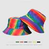 Sombrero de pescador arcoíris estilo japonés y coreano, con cabeza grande, costuras Wai, parte superior plana, combinable con todo, para hombre y mujer, sombrero de viaje, sombrero de lavabo, sombrero de doble cara.