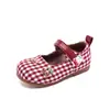 Zapatos de Princesa Nuevos para Niñas Primavera y Otoño Moda Cuadros Pequeños Retro Zapatos de una Sola Pieza Zapatos de Baile Pequeños de Cereza para Niñas