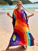 Vestido Saída de Praia com Estampa de Marca d'Água em Viscose Popular Europeu e Americano Proteção Solar para Férias na Praia Saída de Biquíni