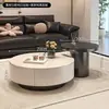 Mesa de centro redonda de ardósia designer para sala de estar, adequada para casas pequenas, luxo leve moderno, minimalista, de alta qualidade, novo estilo de mesa de chá pequena