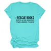 Rescato Libros Amazon Ebay Sitio Independiente Casual Simple Cómoda Camiseta de Manga Corta con Cuello Redondo para Mujer